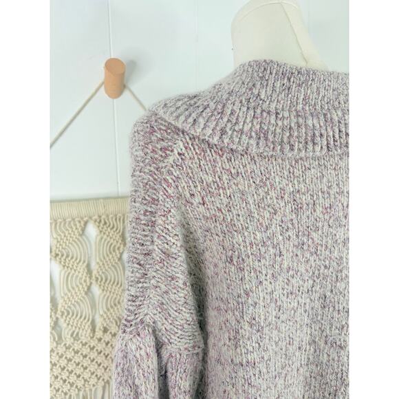 NWT Zara Metallic Knit Peter Pan Collar Sweater Small Purple Balloon Sleeve - Picture 8 of 10